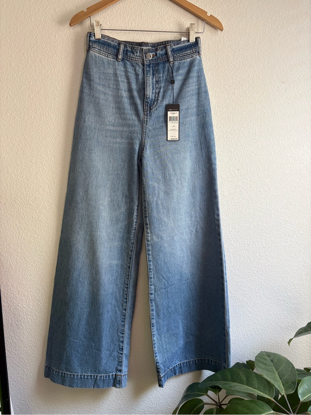 BCBGMaxAzria High Waisted Light Blue Wide-Leg Flare Jeans NWT